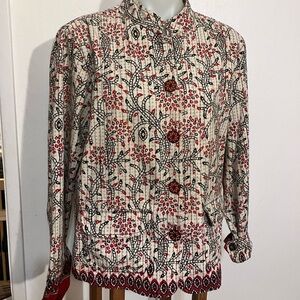 Kantha quilt handmade jacket with kitschy buttons batik fabric artsy original